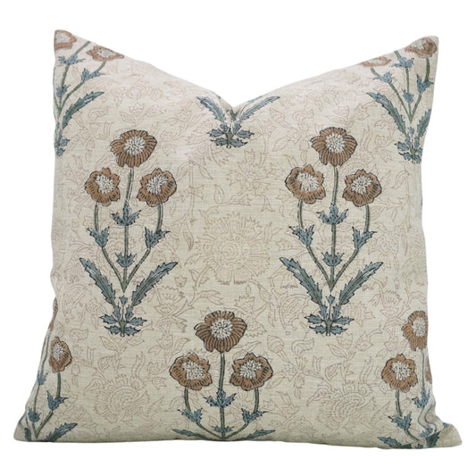 Floral Print Thick Linen 18x18 Inch Throw Pillowcase
