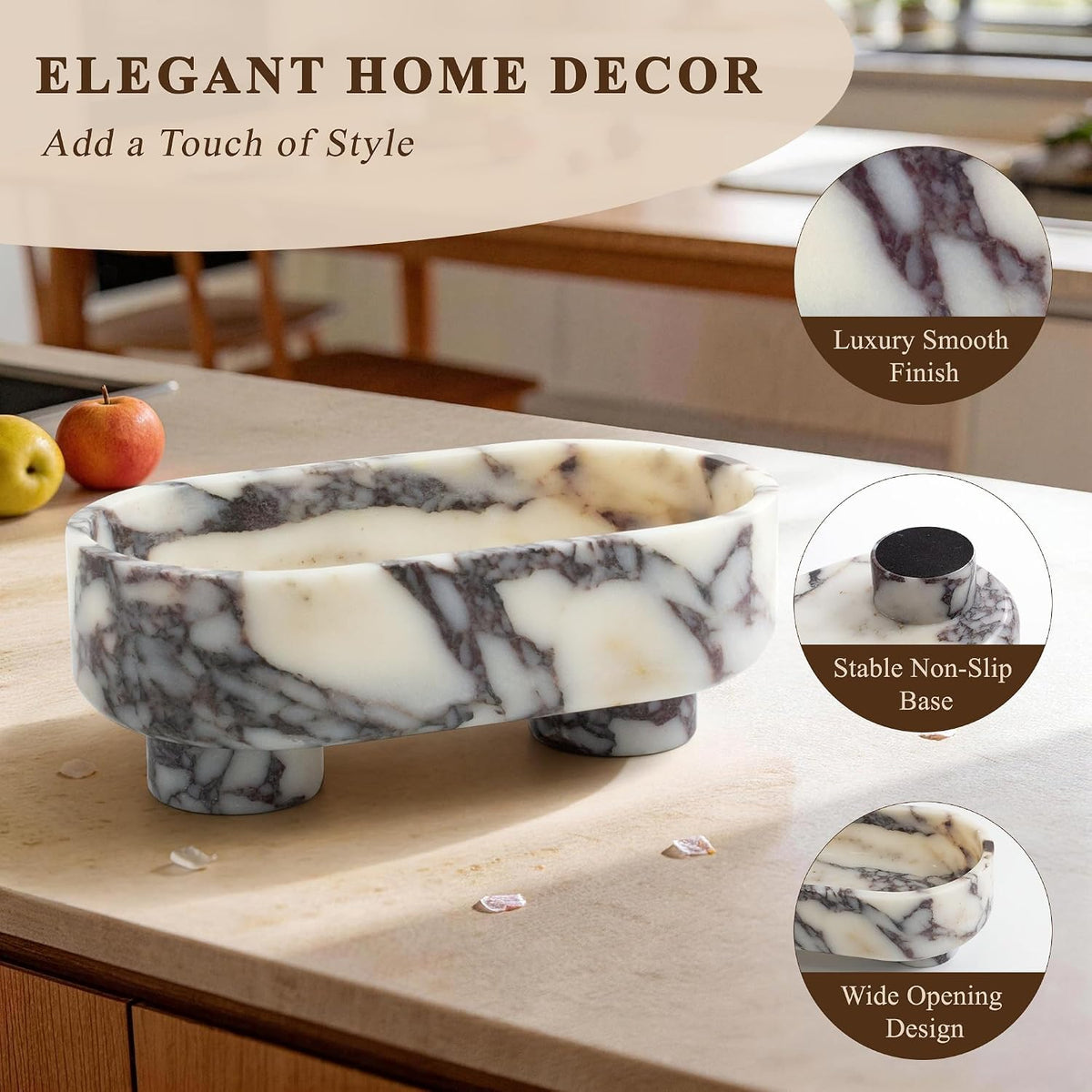 Natural Calacatta Viola Oval Marble Bowl