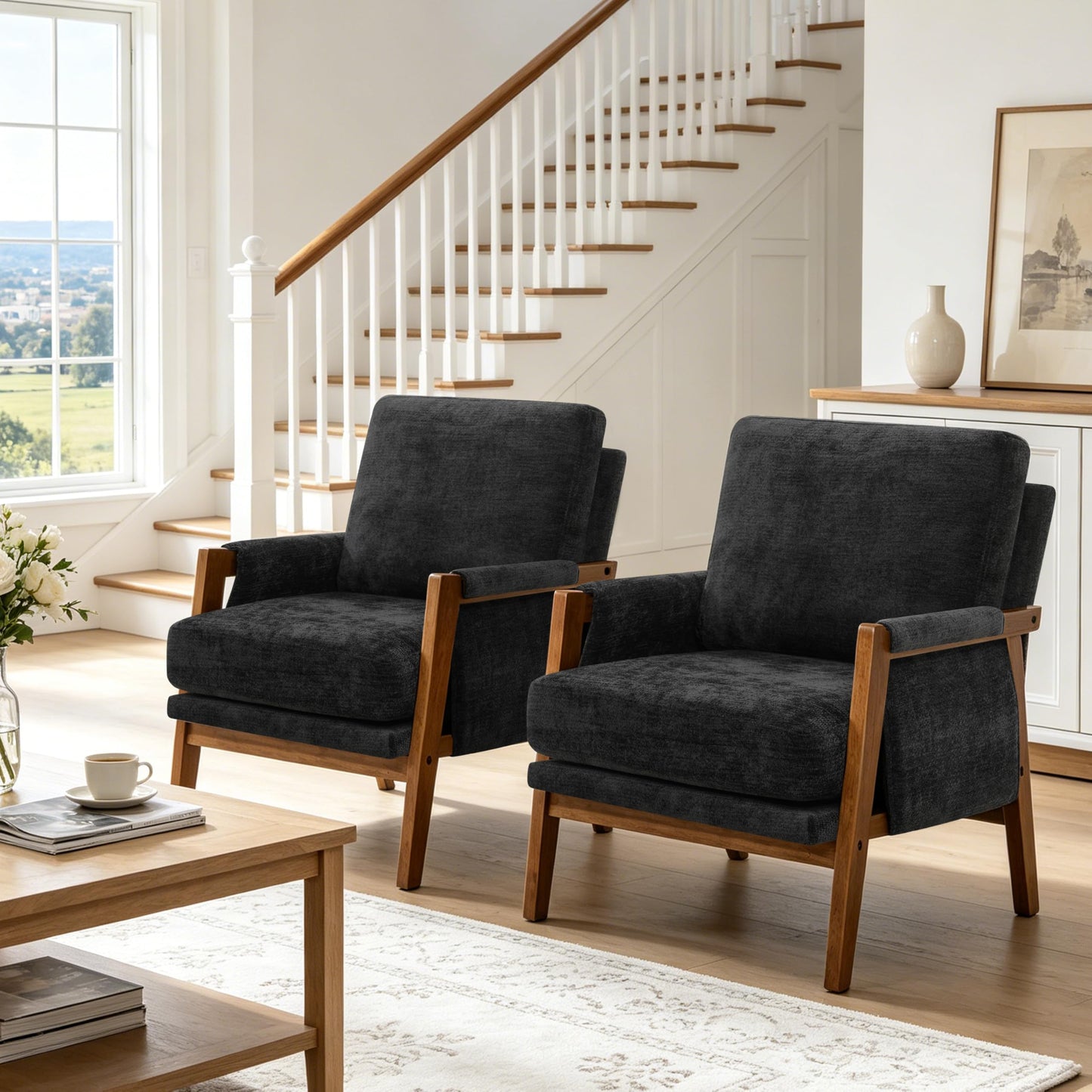 Modern Accent Armchair_Solid Wood
