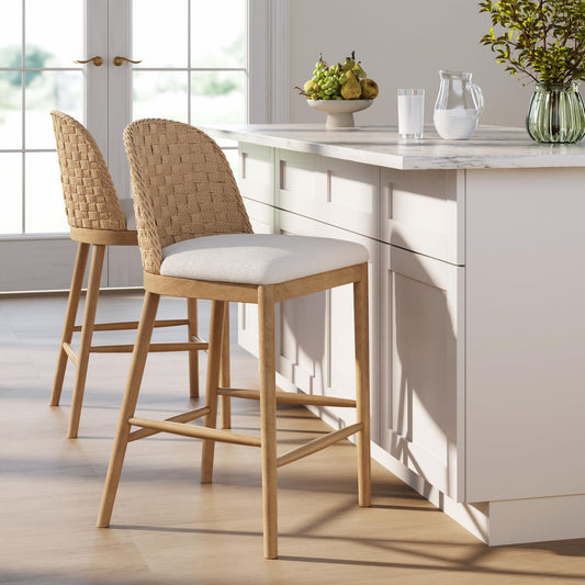 Seagrass 2-Pack Boucle Counter Stool with Upholstered Seat