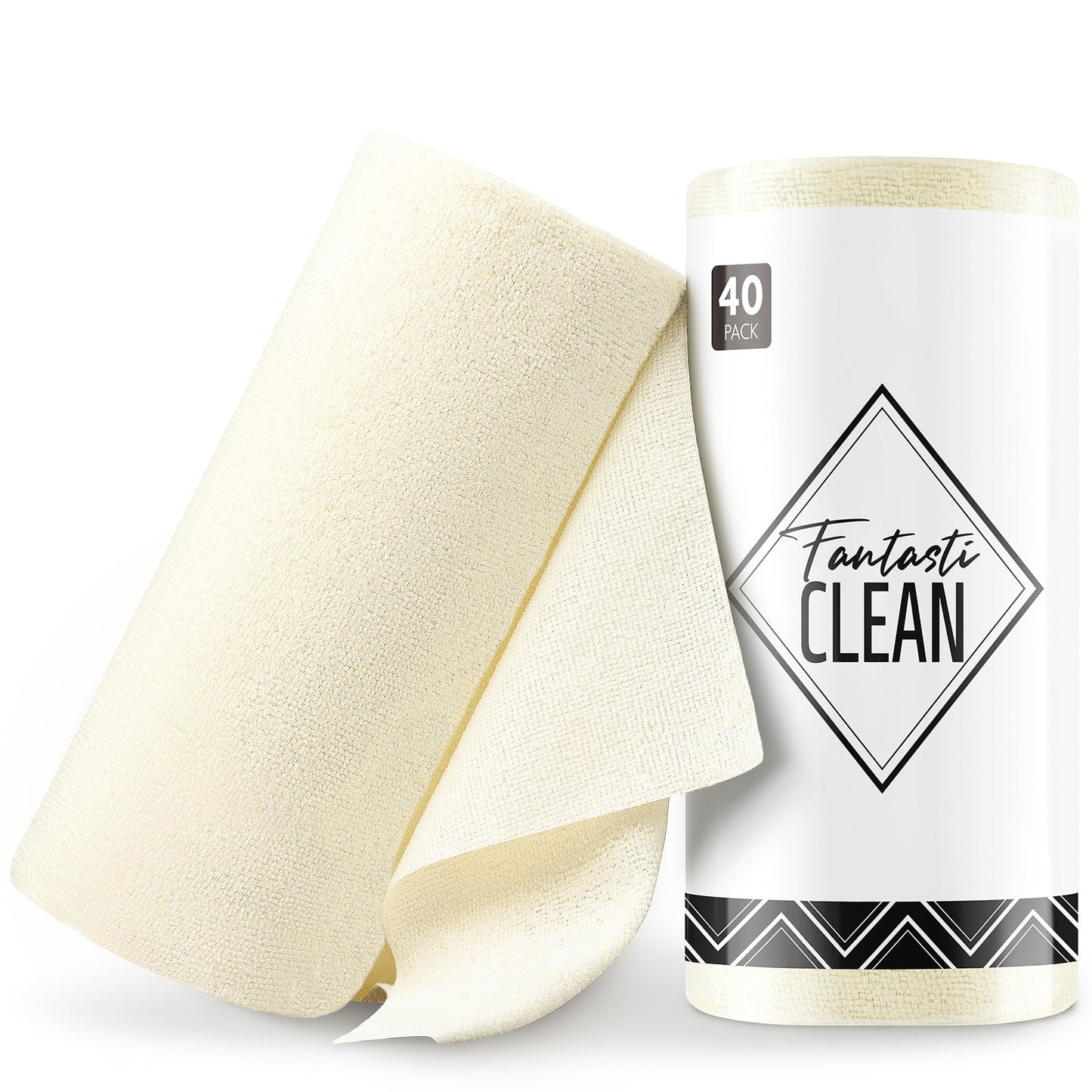 Fantasticlean Microfiber Cleaning Cloth Roll -60 Pack, Tear Away Microfiber Towels, 12" x 12", Reusable, Washable, Scratch Free, Ultra Absorbent Dishcloth for All-Around Cleaning (Beige & Tan)