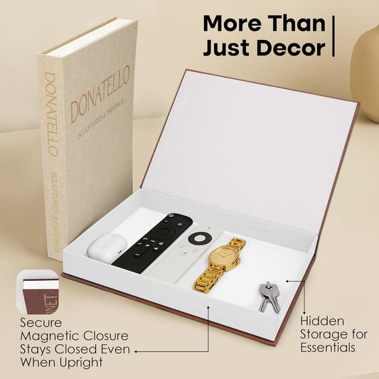 Decorative Books for Home Decor - Set of 2 Faux Books for Decoration with Secure Magnet Closure for Photo Storage and as a Keepsake Box, Coffee Table or Bookshelf Decor