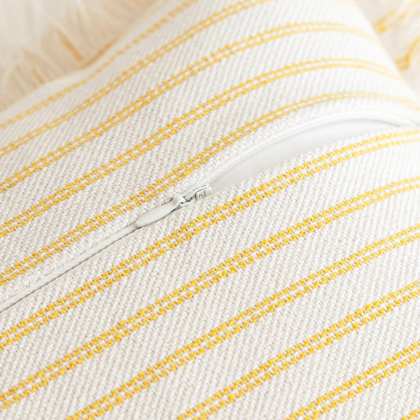 Throw Pillow Covers 18x18 Set of 2 Striped Fringe