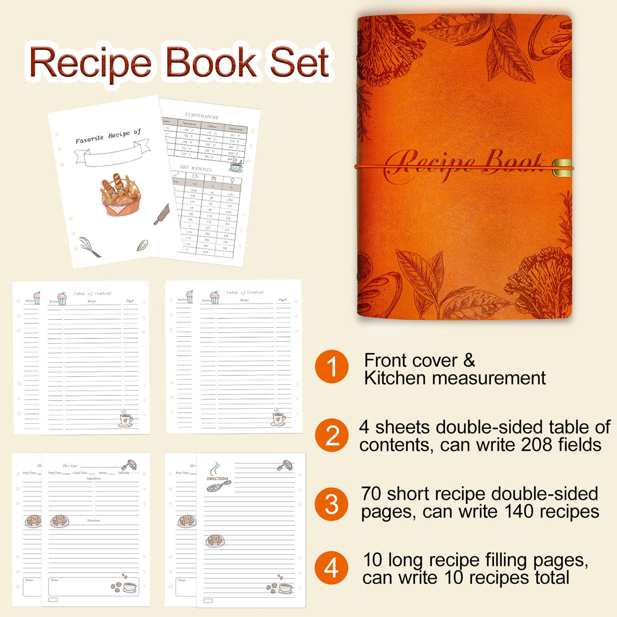 Blank Recipe Leather Cookbook