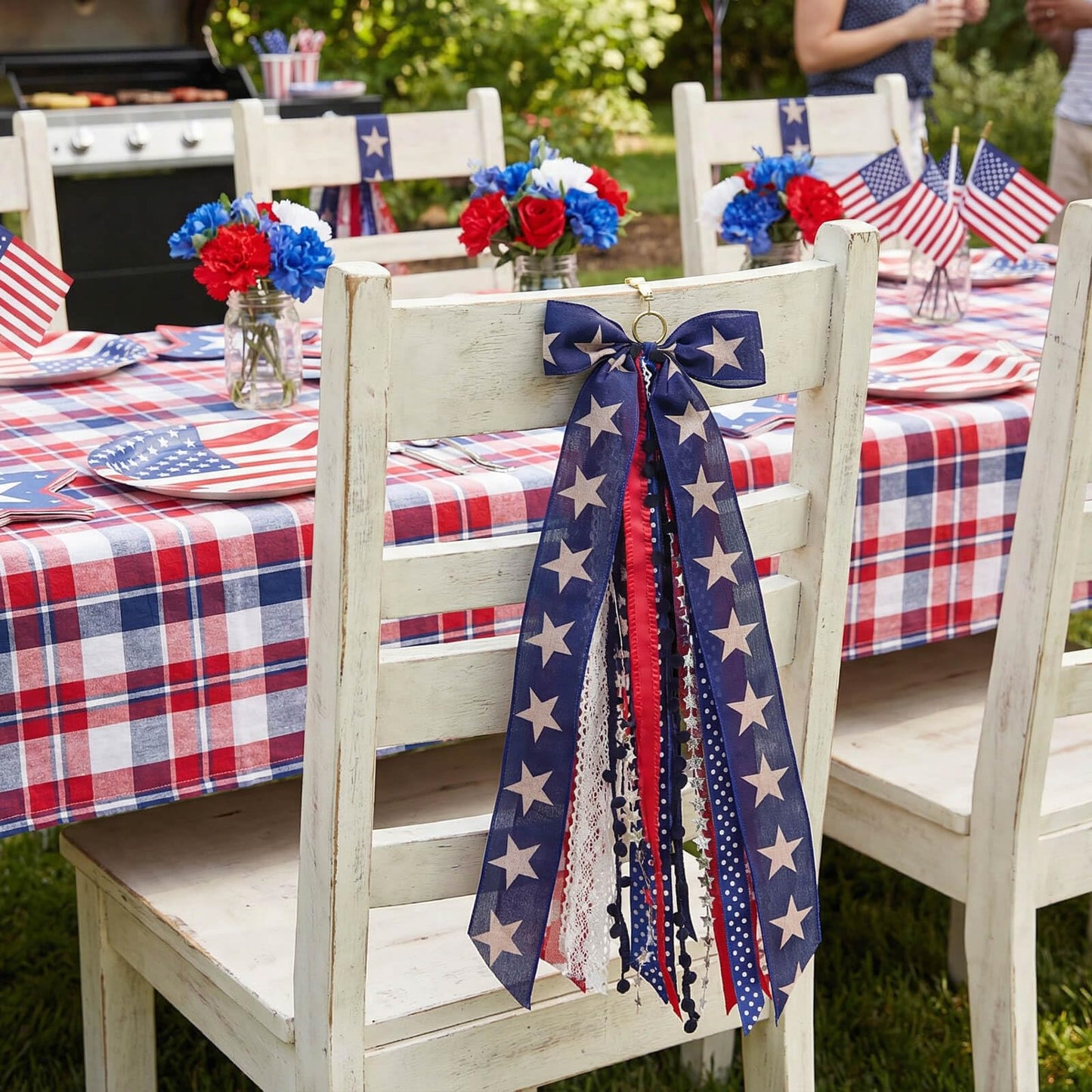 Large Patriotic Front Door Wreath Sash for Independence Memorial Day