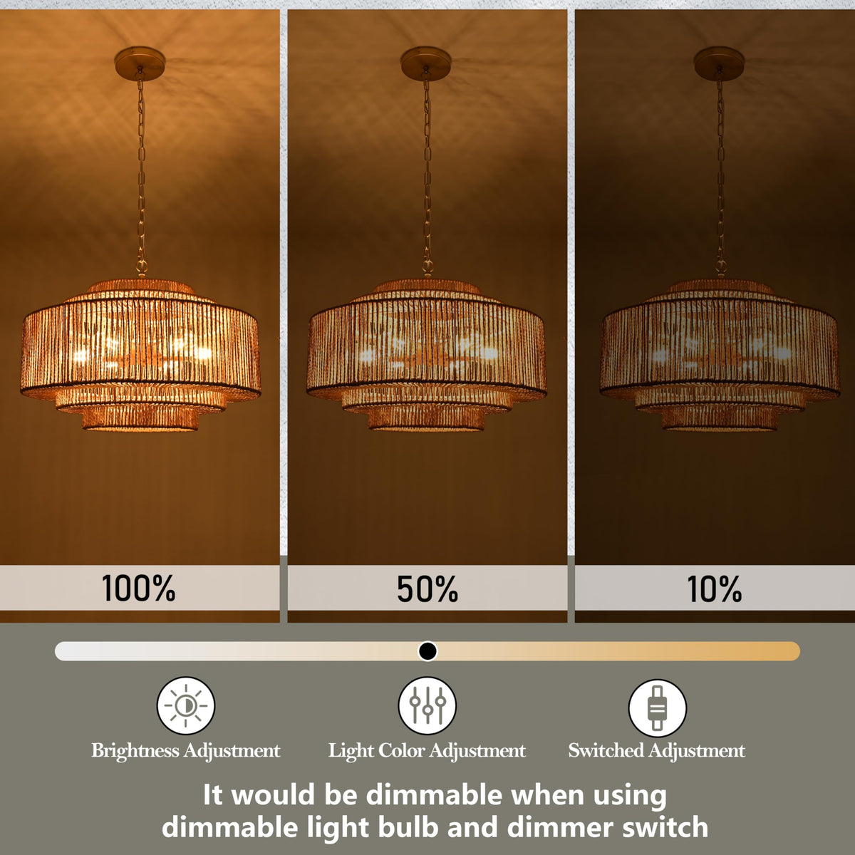 Black Rattan Pendant Chandelier