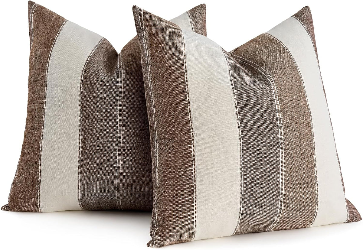 2 Pair Stripe Check Throw Pillow Covers 18x18Inch