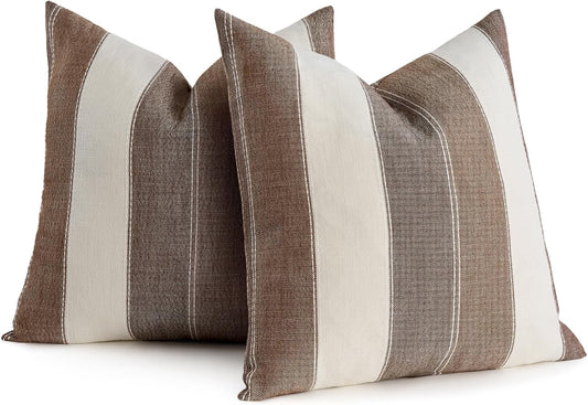 2 Pair Stripe Check Throw Pillow Covers 18x18Inch