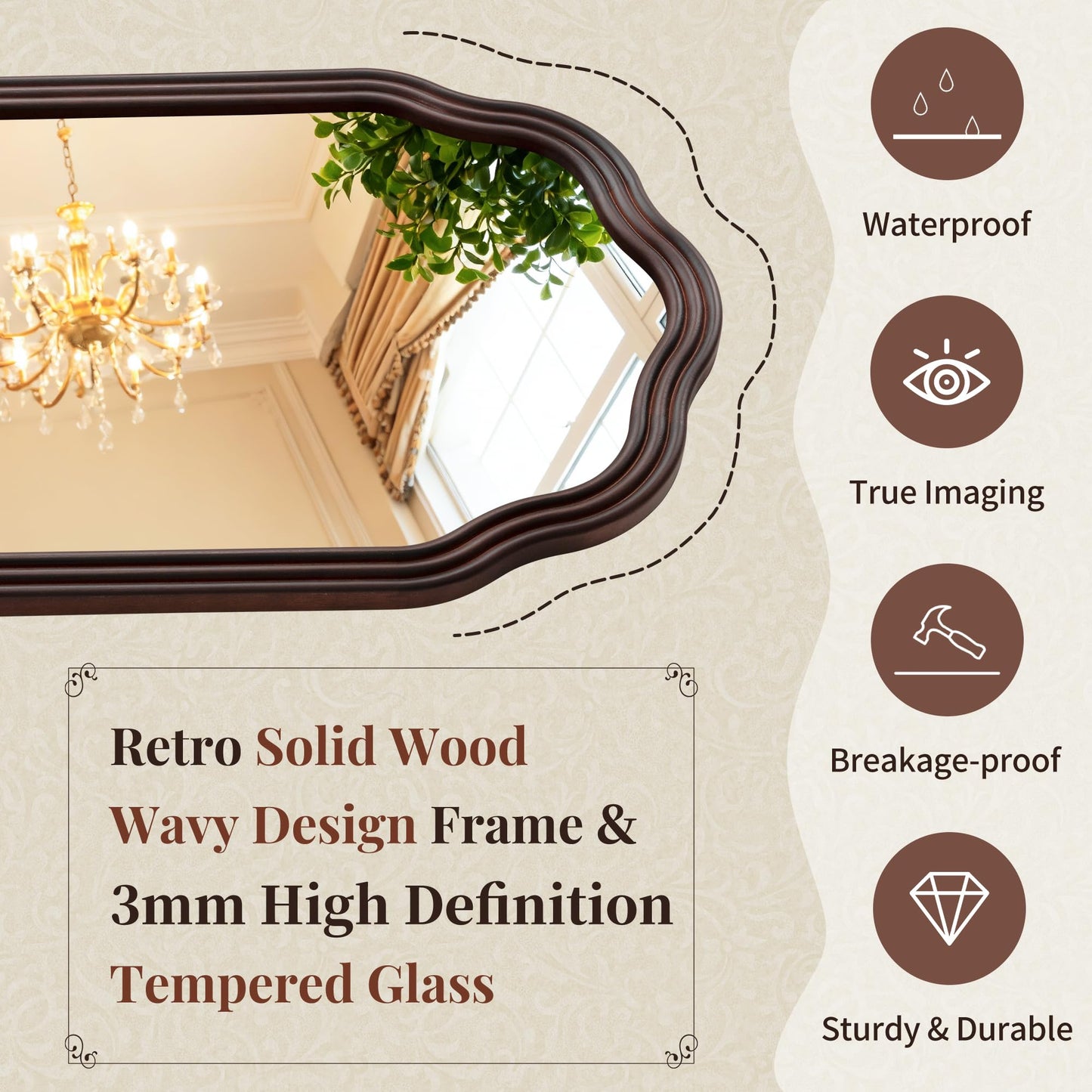 24Wood Arch Bathroom Mirror for Wall