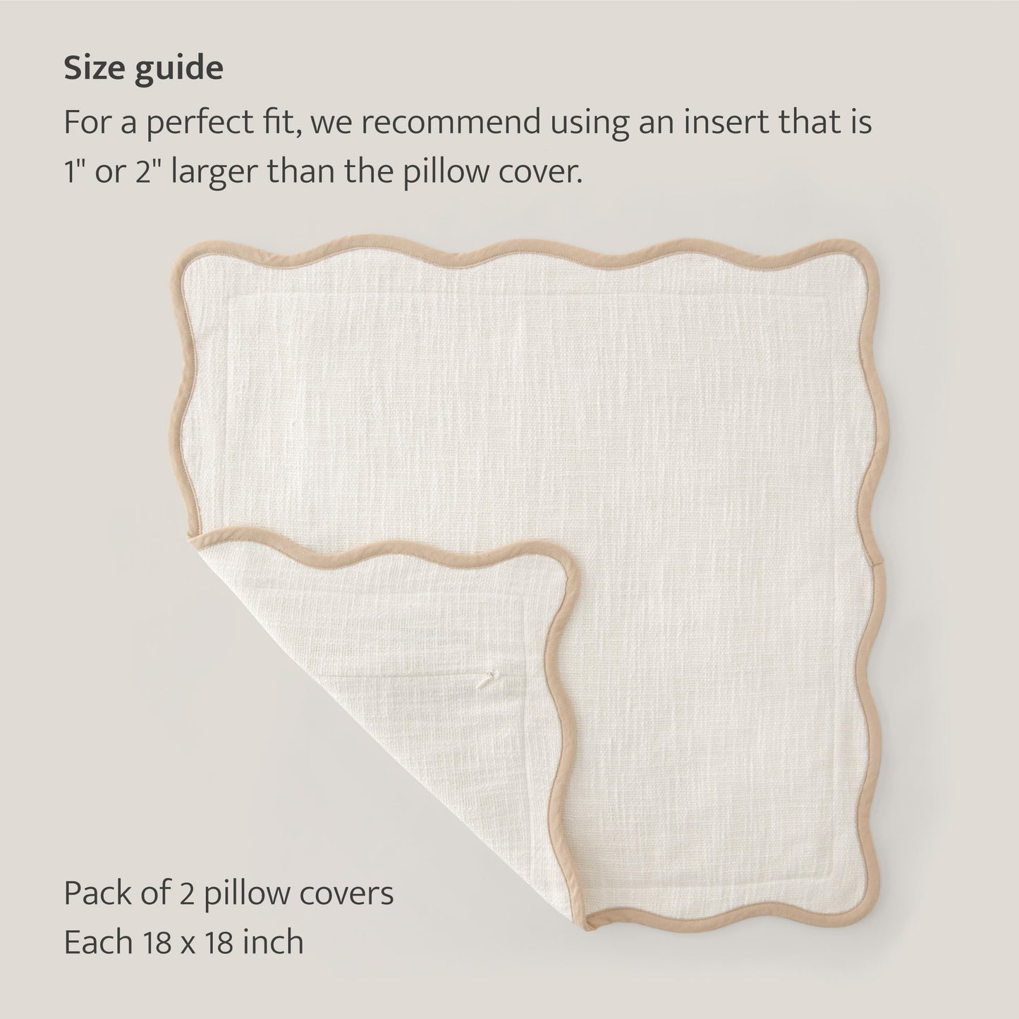 Double Stitch Scalloped Throw Pillow Covers - 100% Cotton