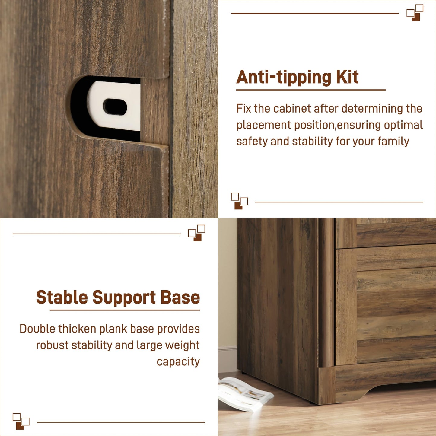 3 Doors Armoire Wardrobe Closet with Doors and Drawers