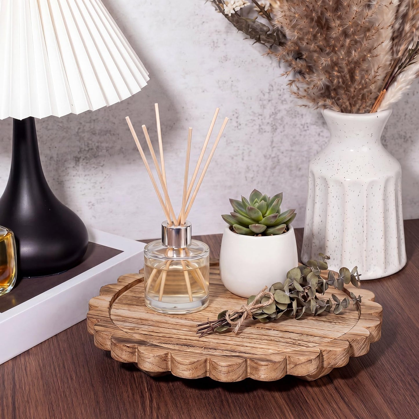 Scalloped Wood Riser Tray