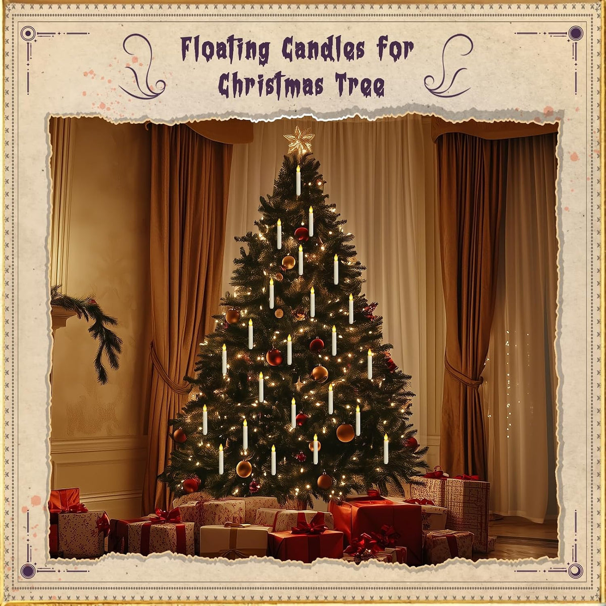 12 Pcs Floating Candle with Wand Remote