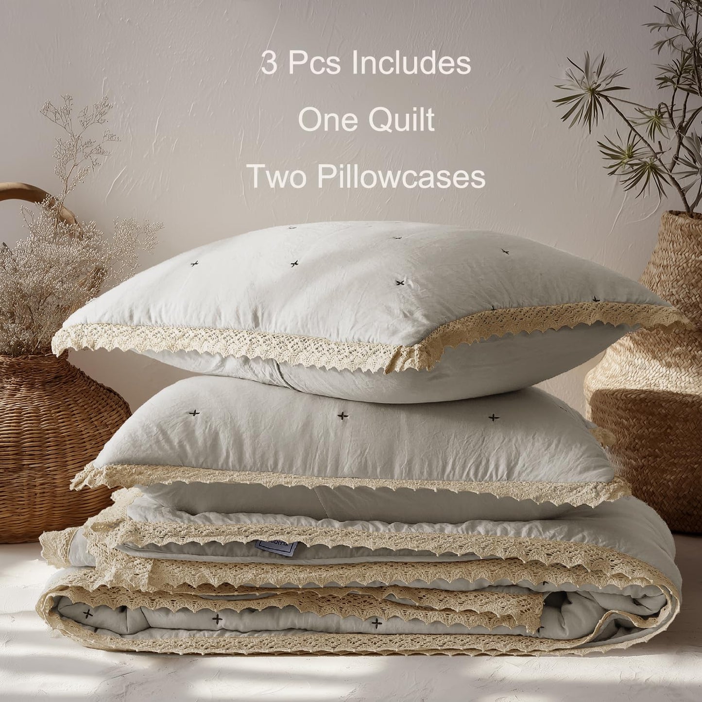 Lightweight Quilt Bedding Set with 1 Pillow Sham