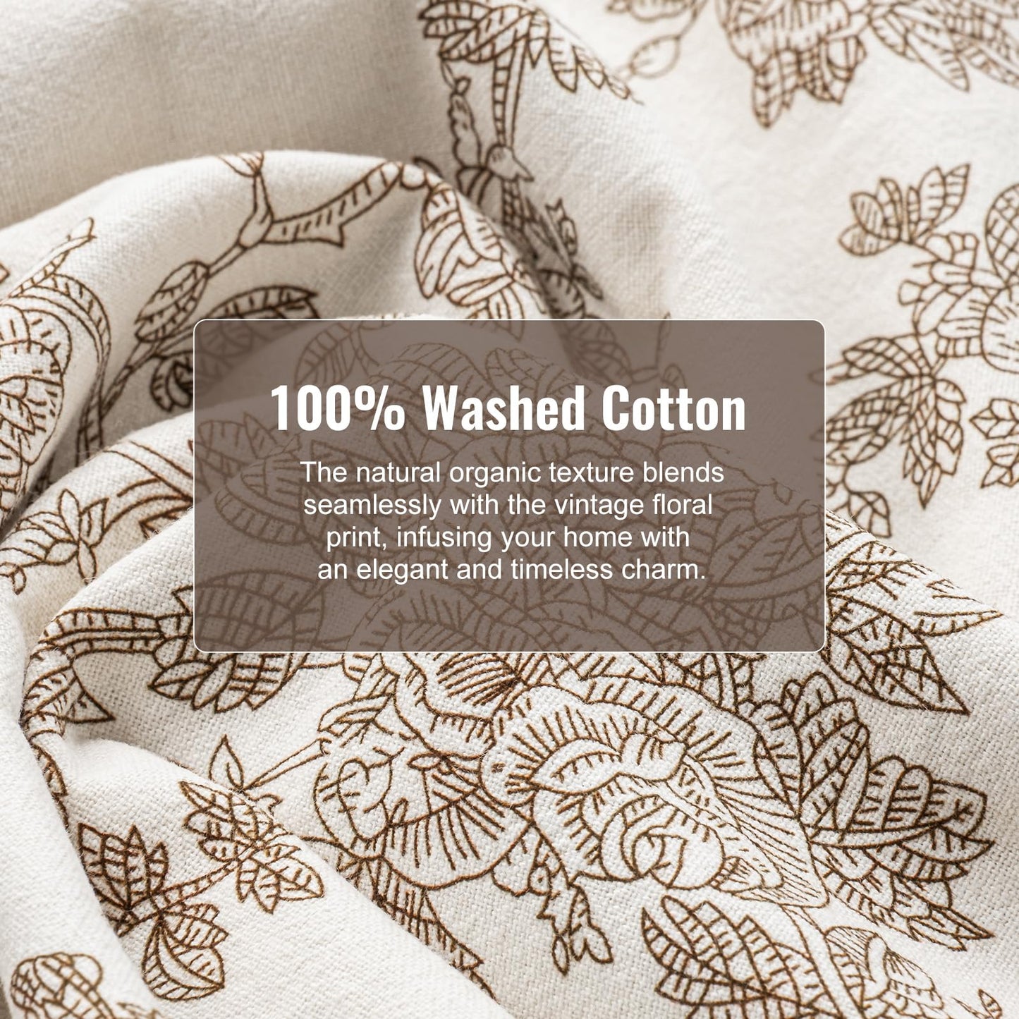 100% Cotton French Pastoral Kitchen Towels Set of 2, Decorative Flour Sack Tea Towels with Hanging Loop 18x25 Inch Absorbent Dish Cloths Farmhouse Home Decor, Brown