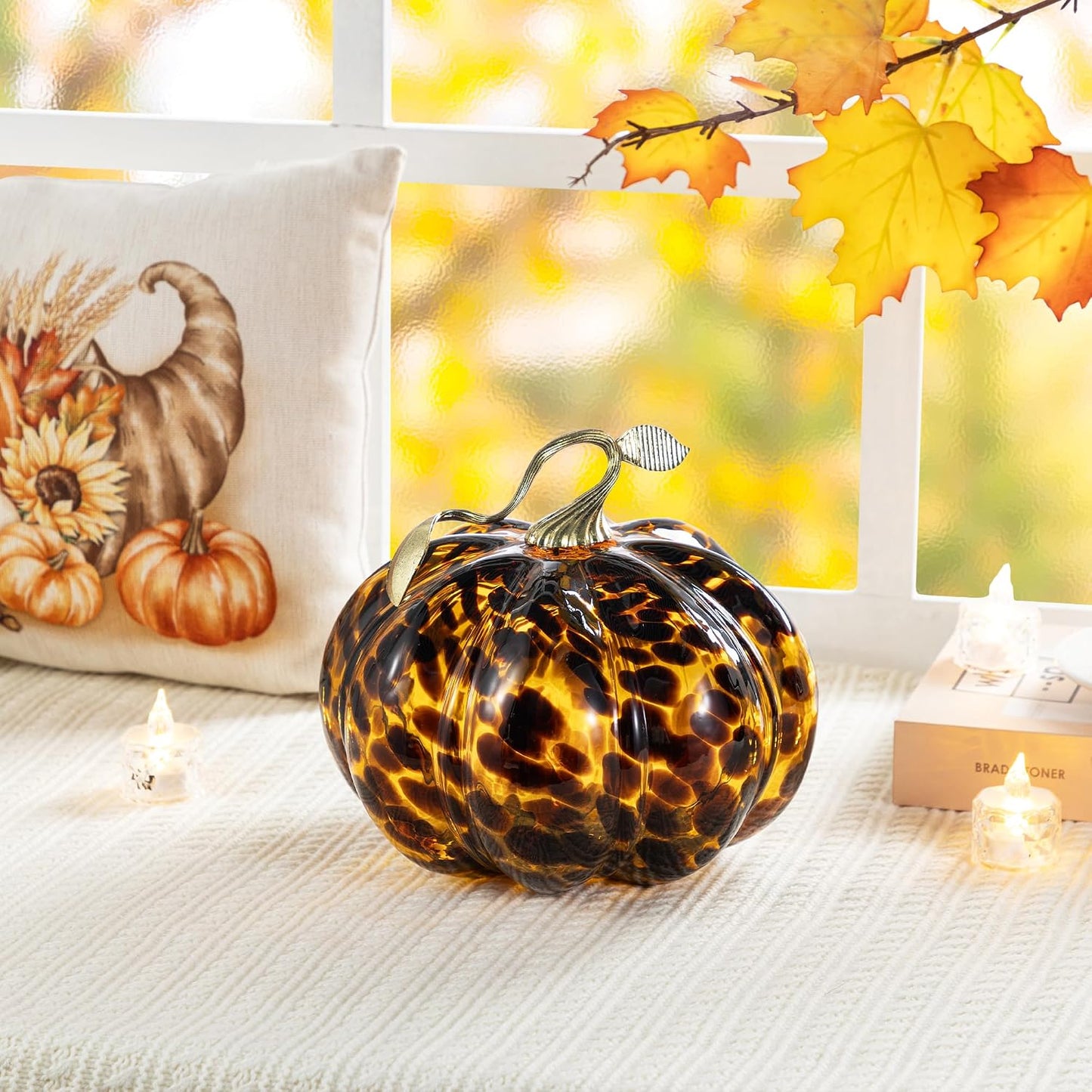 Amber Glass Pumpkin Decor