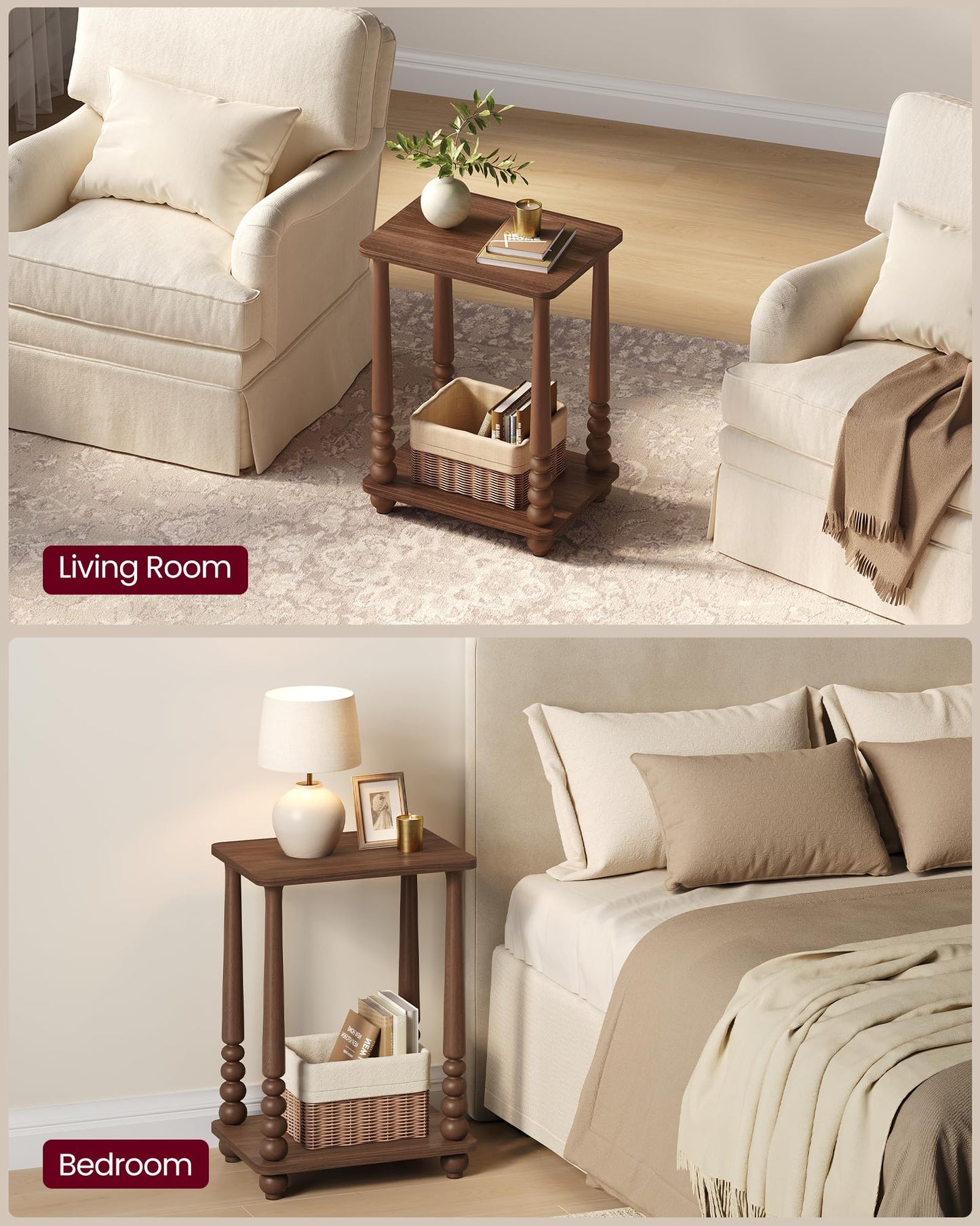 Solid Wood Accent Nightstand