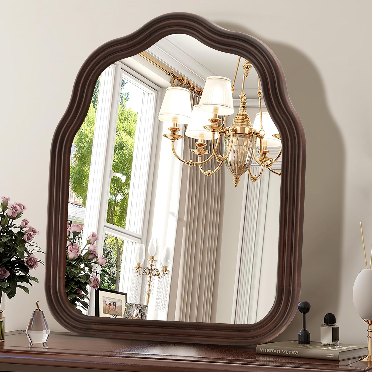 24Wood Arch Bathroom Mirror for Wall