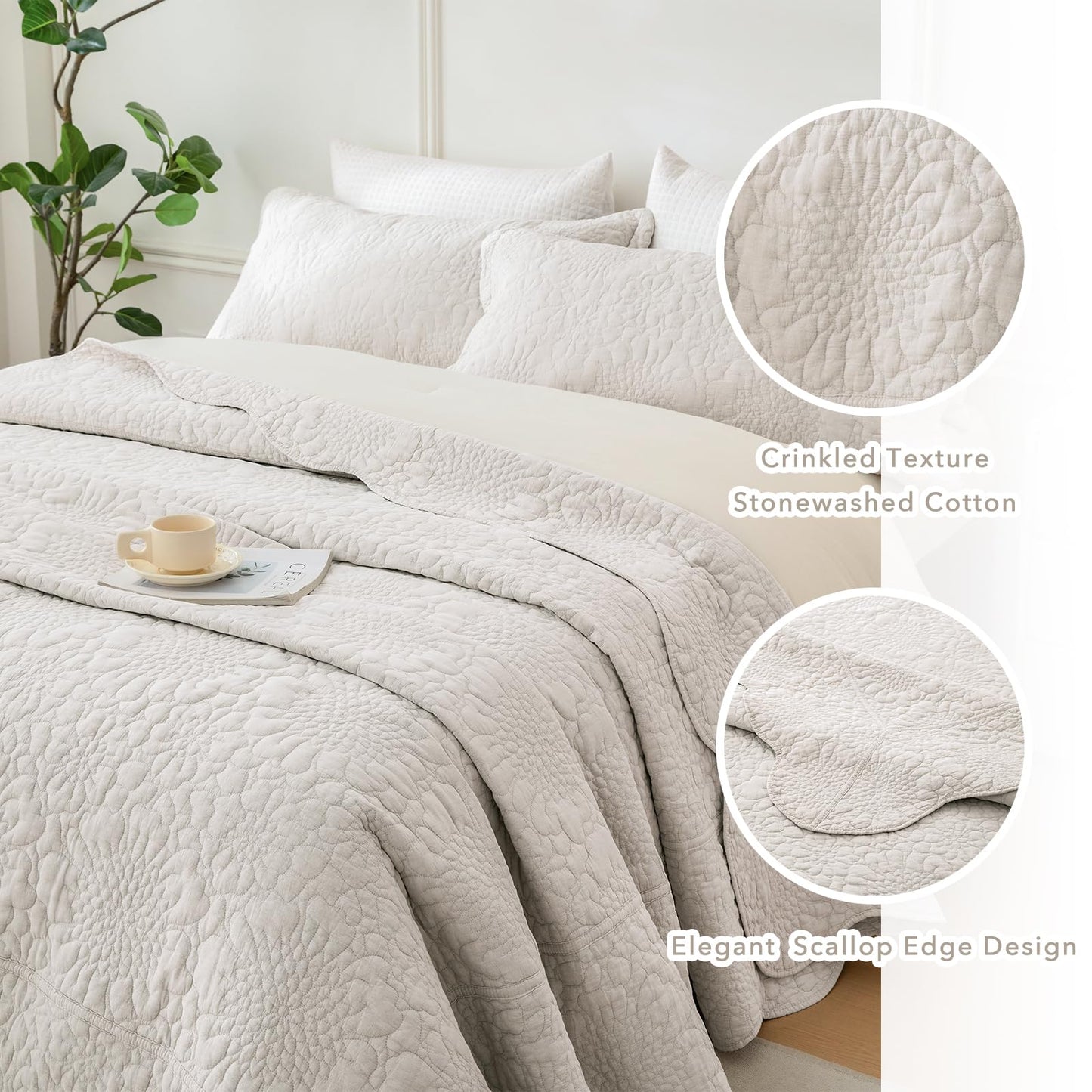 Cotton Oversized Quilt Bedspread Set
