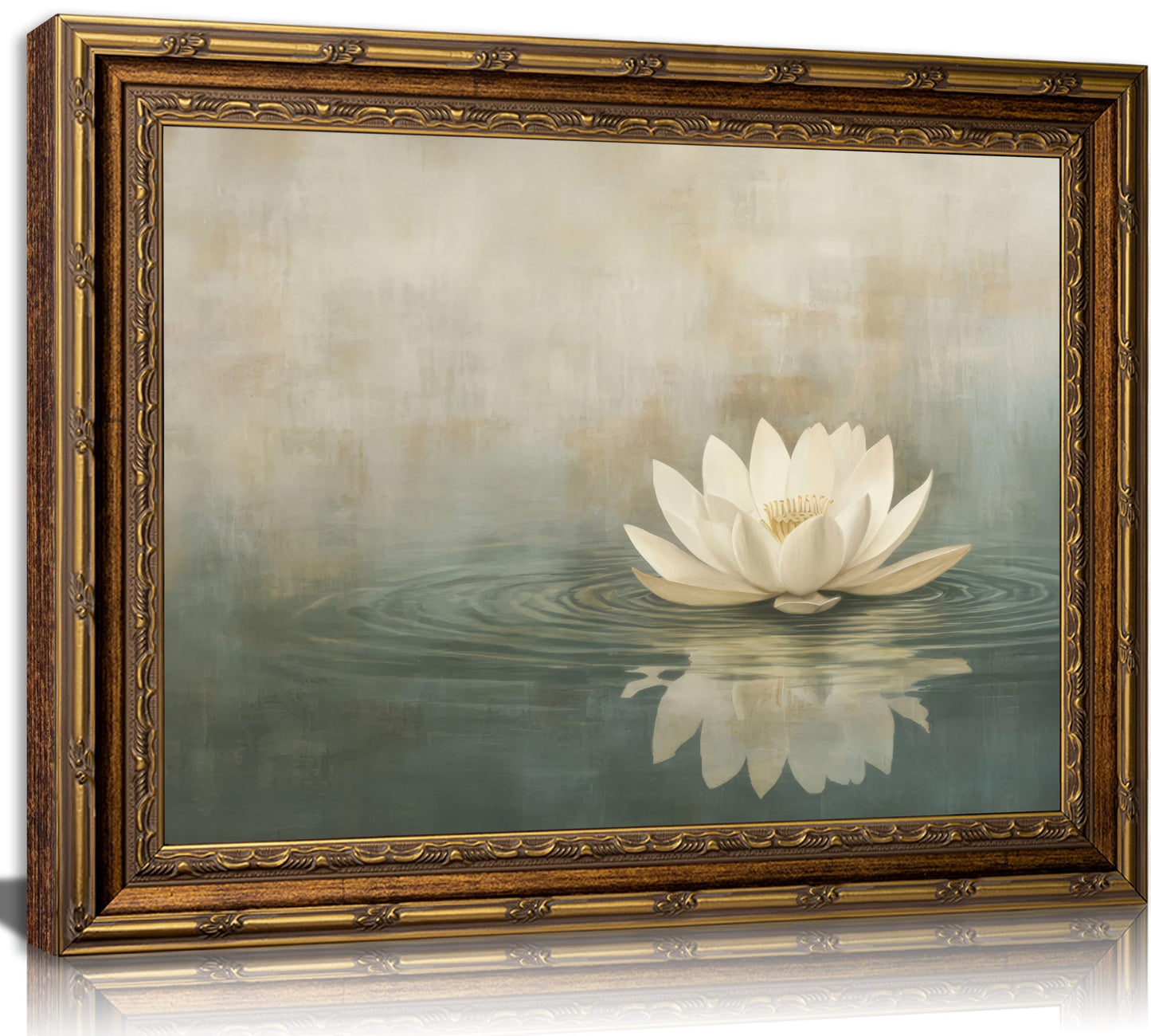 Vintage Gold Framed Moody Flower Canvas Wall Art