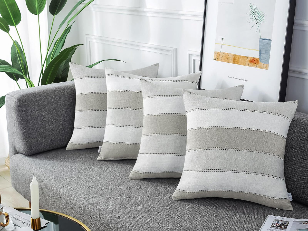 2 Pair Stripe Check Throw Pillow Covers 18x18Inch