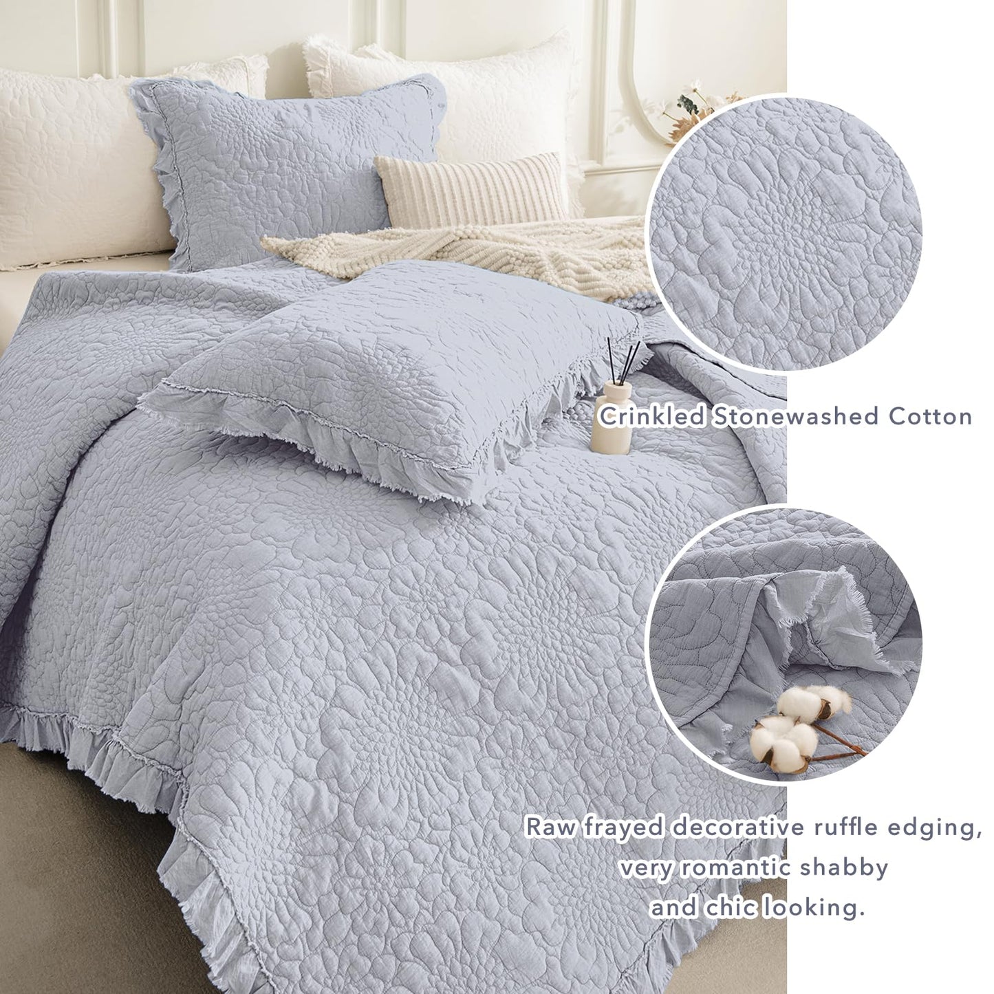 Cotton Oversized Quilt Bedspread Set