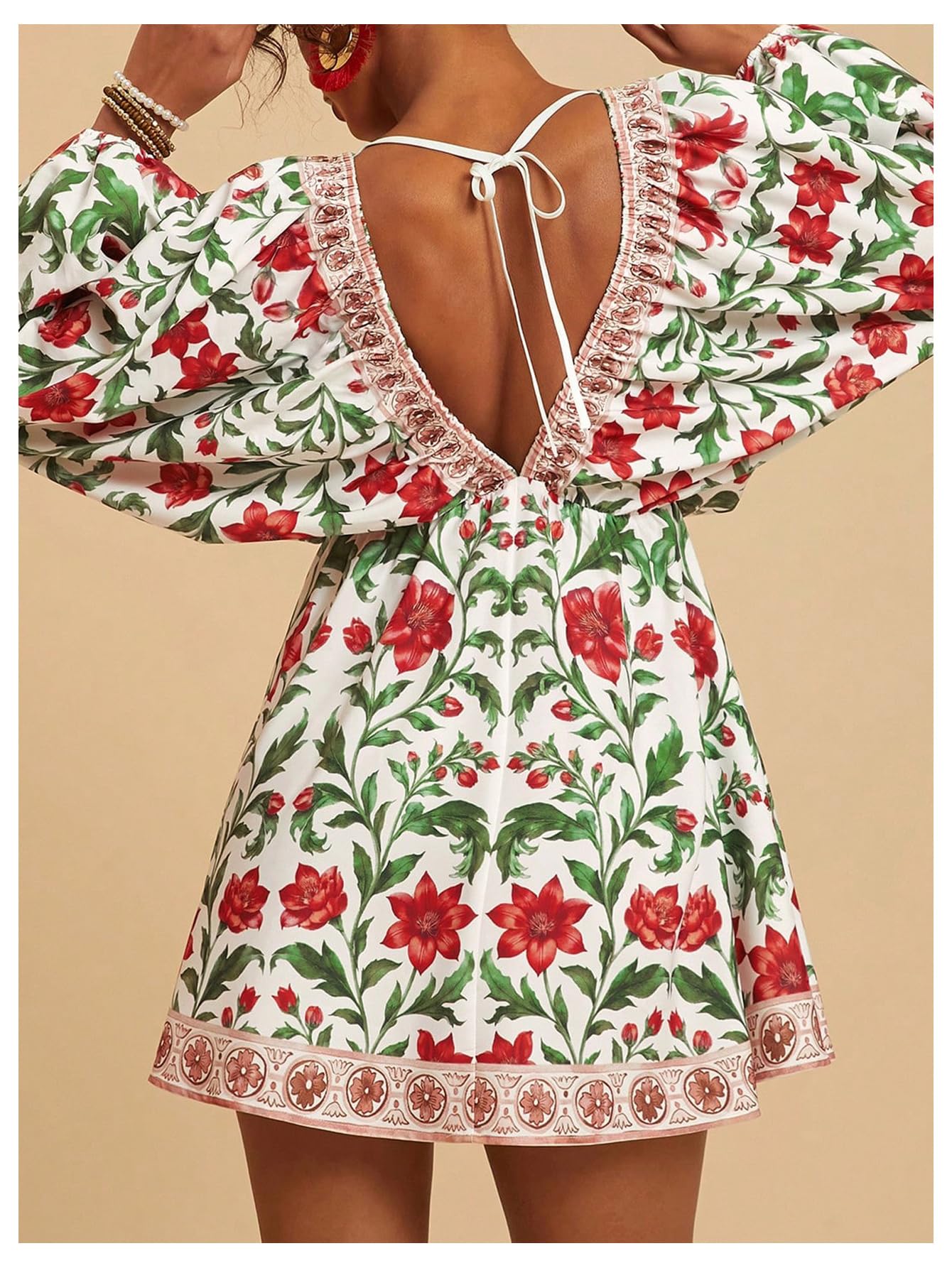 Women's Boho Floral Mini Dresses