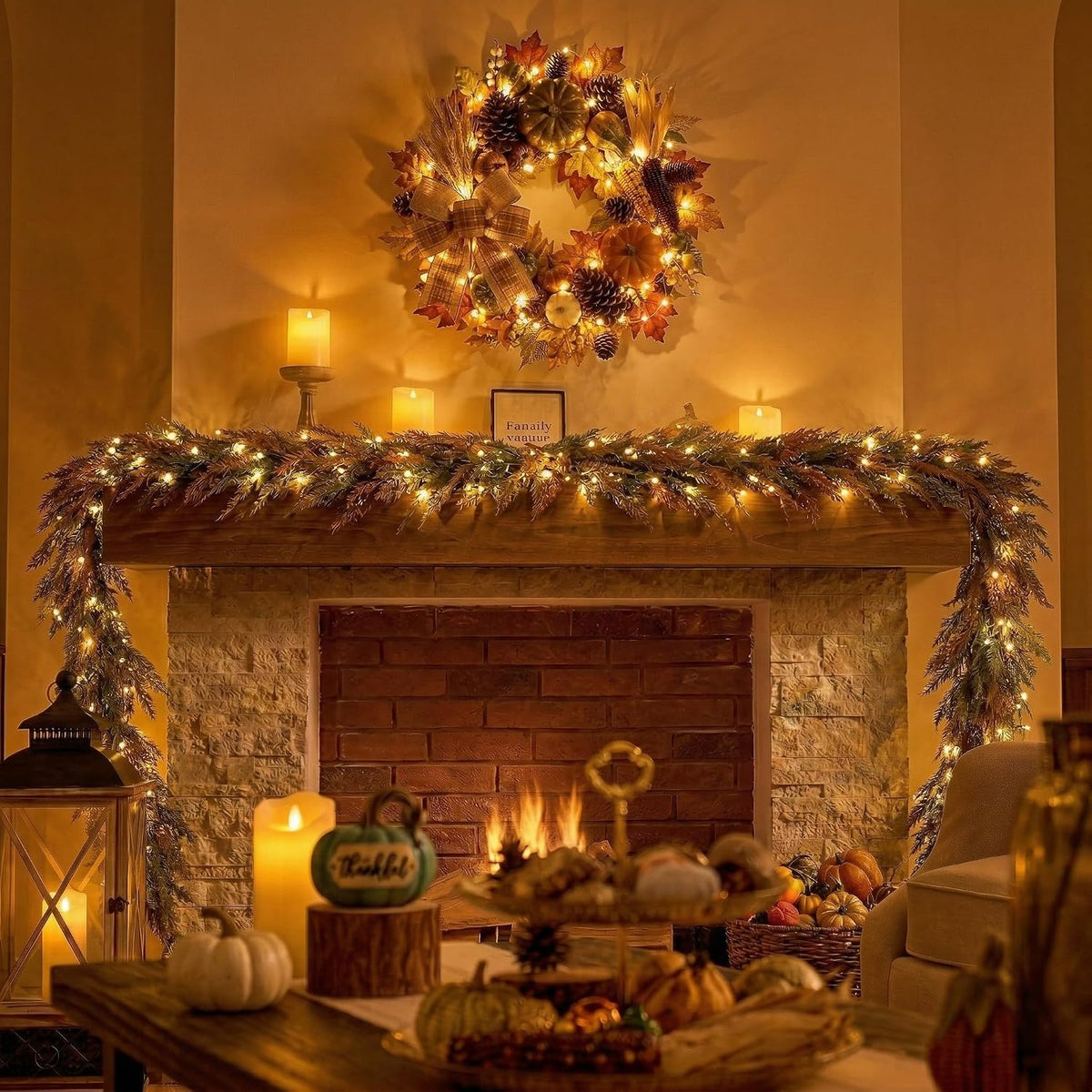 9ft Artificial Norfolk Pine Fall Garland