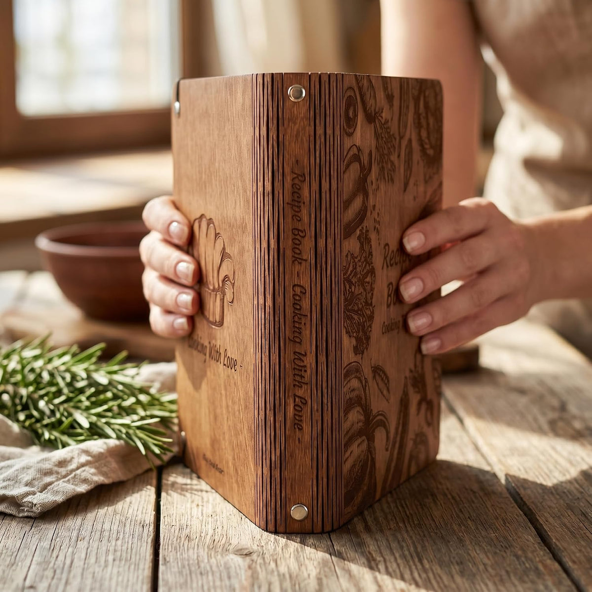 Wooden Recipe Book Engraved Journal