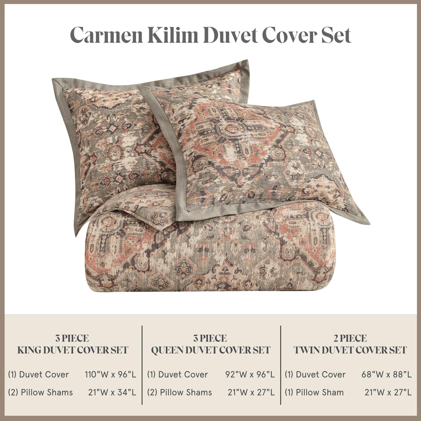 Victoria 3 Piece Duvet Cover Set with Pillow Shams