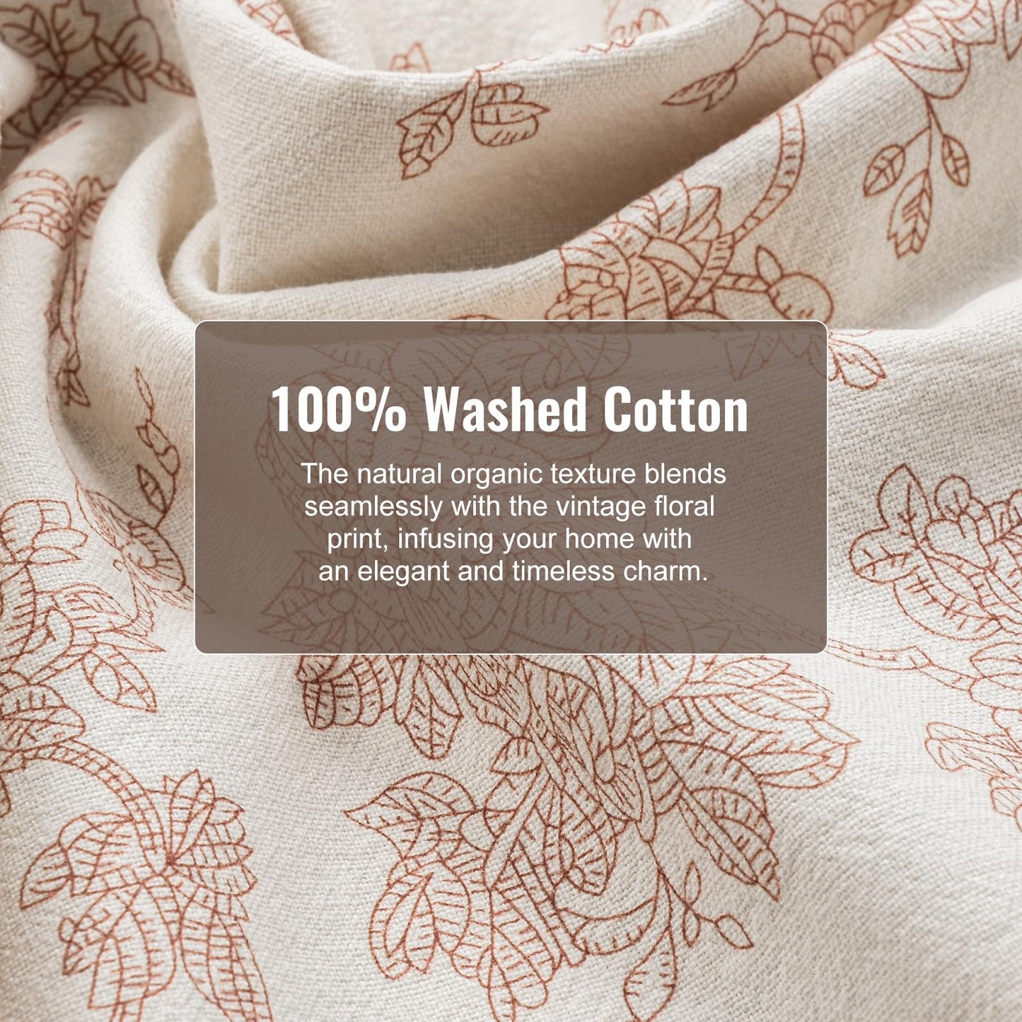 100% Cotton French Pastoral Kitchen Towels Set of 2, Decorative Flour Sack Tea Towels with Hanging Loop 18x25 Inch Absorbent Dish Cloths Farmhouse Home Decor, Brown