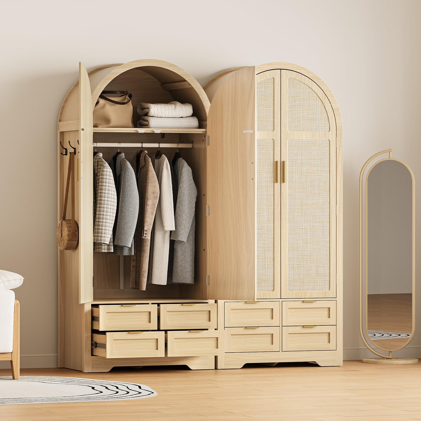 Armoire Wardrobe Closet with 4 Drawers