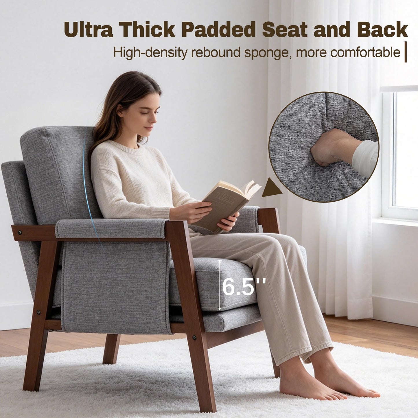 Modern Accent Armchair_Solid Wood