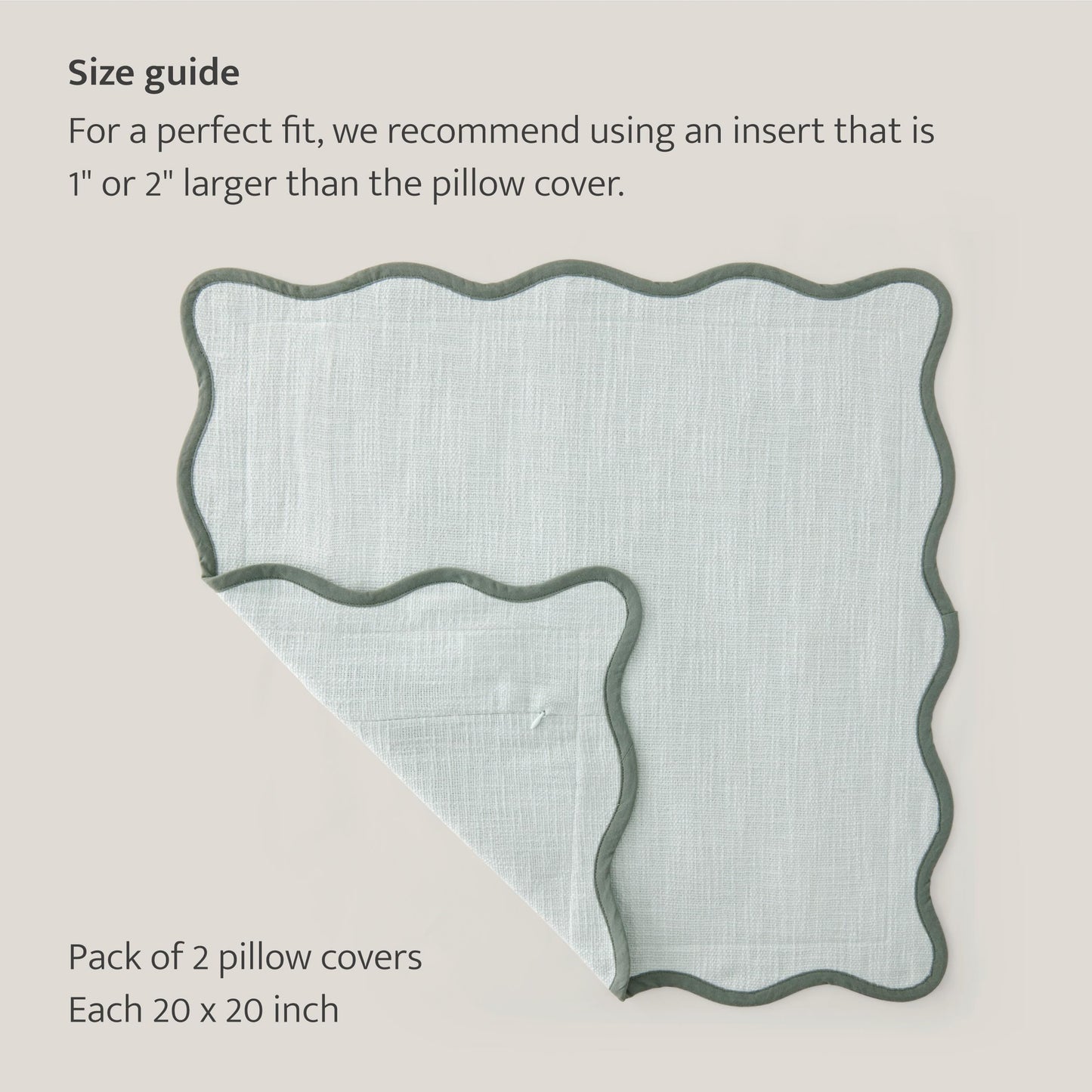 Double Stitch Scalloped Throw Pillow Covers - 100% Cotton