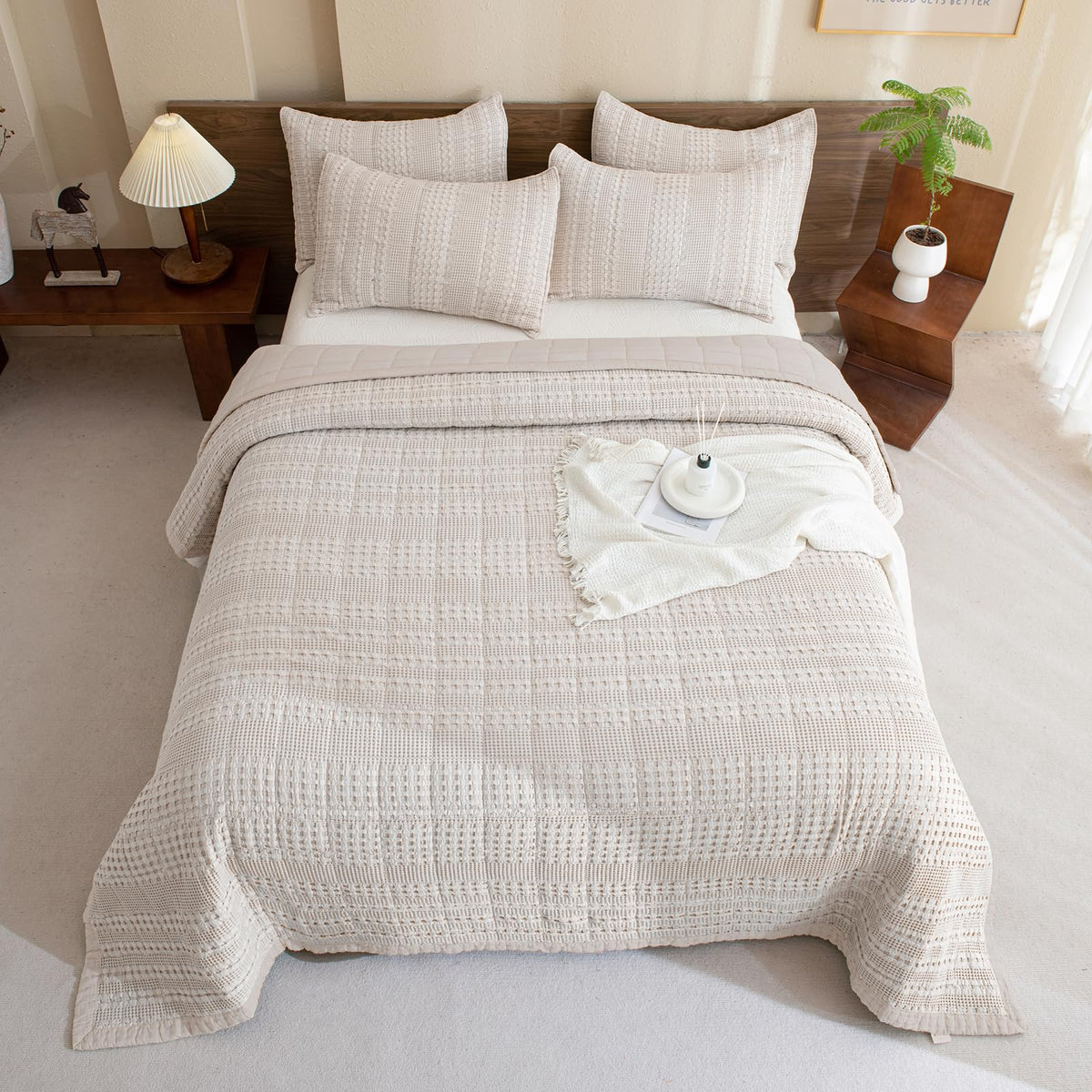 Oversized Waffle Weave Lightweight Coverlets_3 Pieces