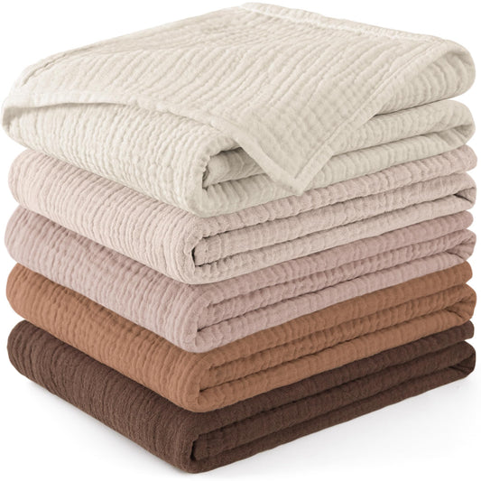 Susurration Muslin Burp Cloths for Infant Boy Girl 5 Pack, 100% Cotton Burping Cloths for Babies Burp Rags 23.6 * 23.6 inch, Baby Essentials Gifts-White