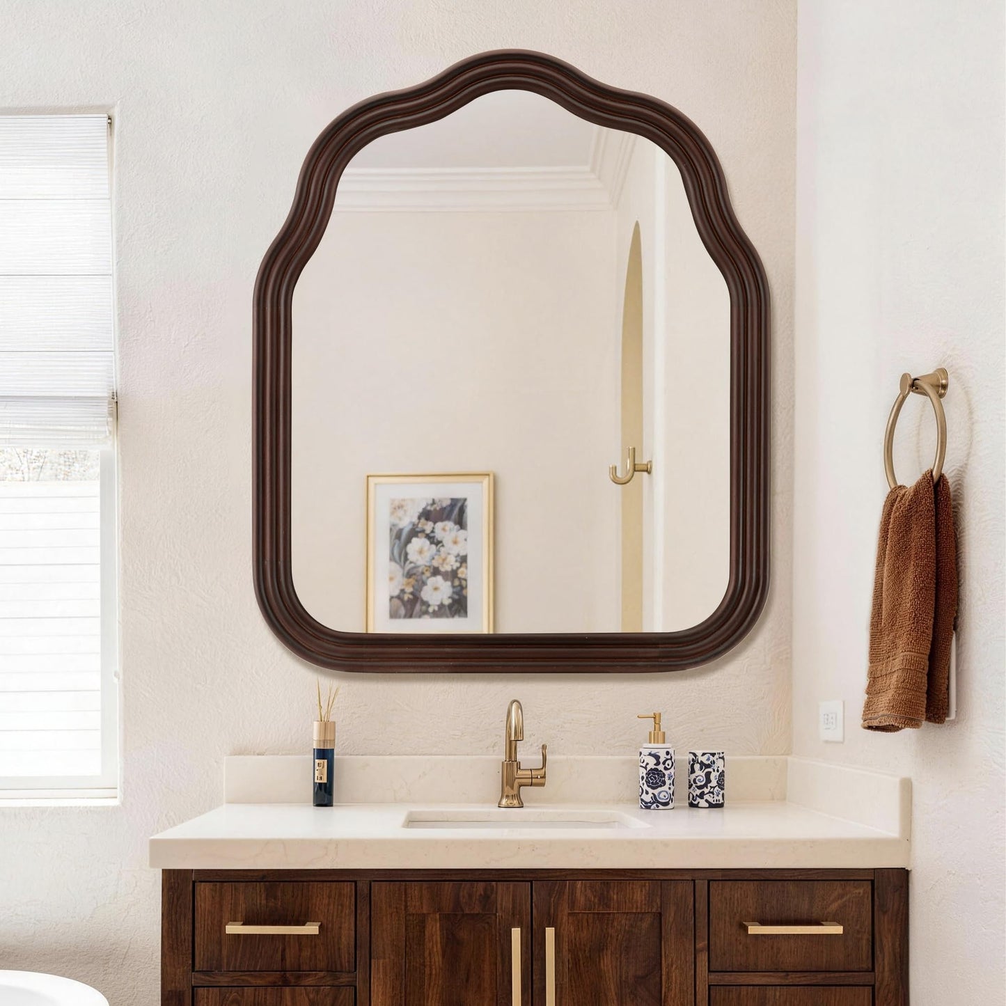 24Wood Arch Bathroom Mirror for Wall