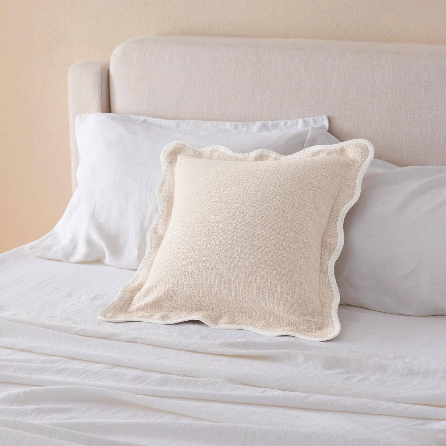 Double Stitch Scalloped Throw Pillow Covers - 100% Cotton