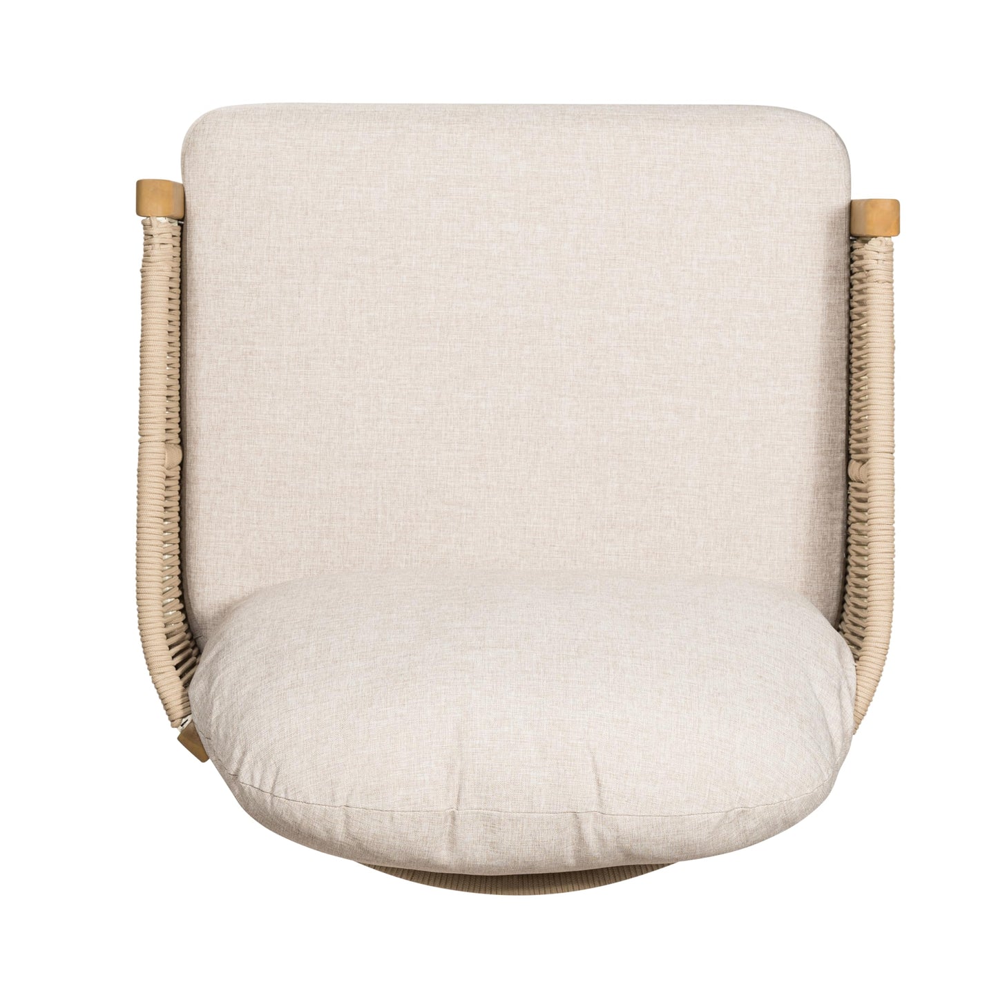 Merax Patio Chairs Set of 2, Acacia Wood Outdoor Club Chair with Cozy 5.75" Thick Cushion & Rope-Weave Backrest, Bohe Style Patio Dining Armchair Chairs for Garden Balcony Outside Dining Relax, Beige