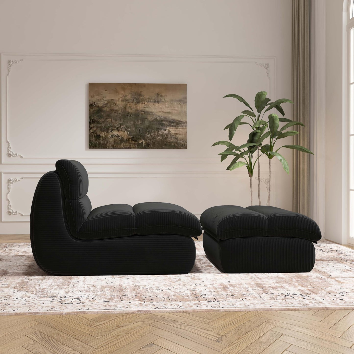 Cozy Comfy Bean Bag Chair with Ottoman