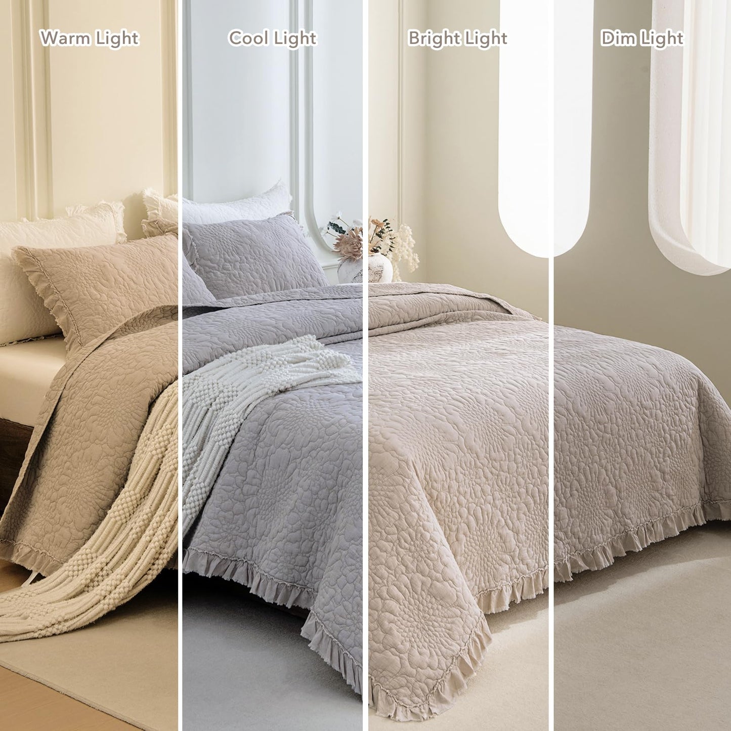 Cotton Oversized Quilt Bedspread Set