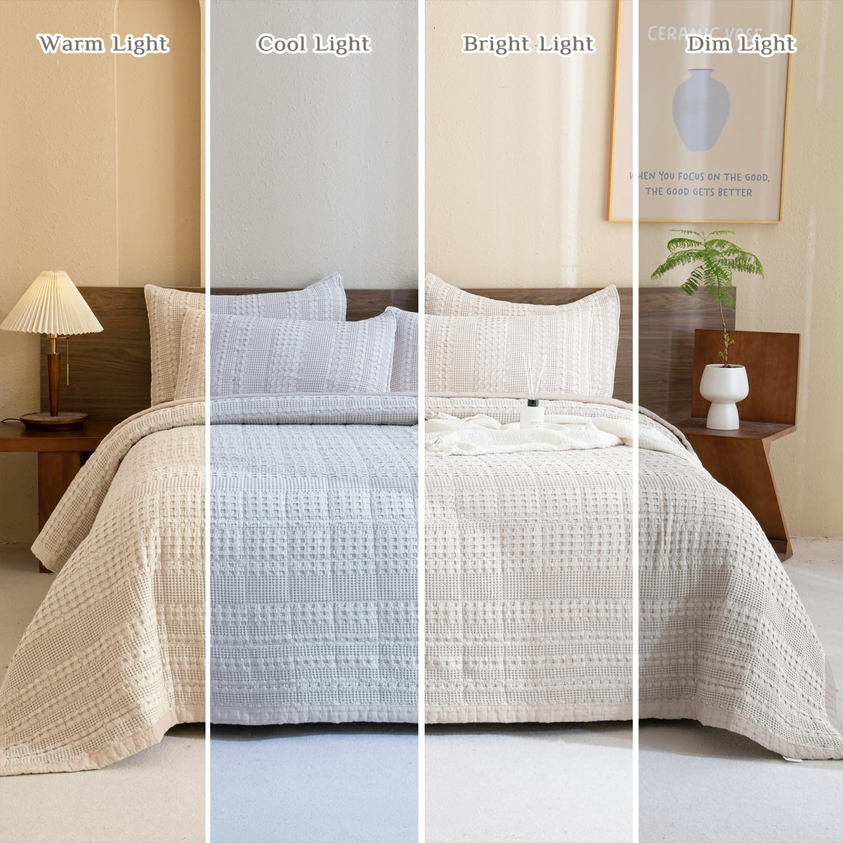 Oversized Waffle Weave Lightweight Coverlets_3 Pieces