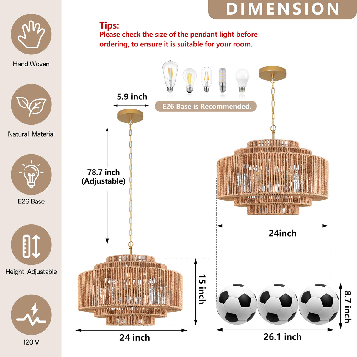 Black Rattan Pendant Chandelier