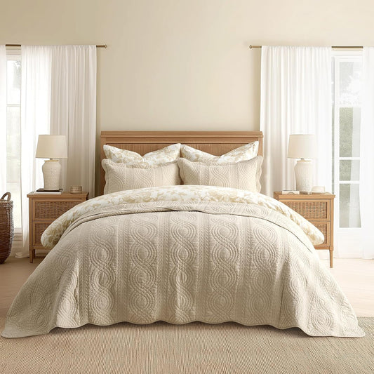 100% Cotton Scallop Quilt Set