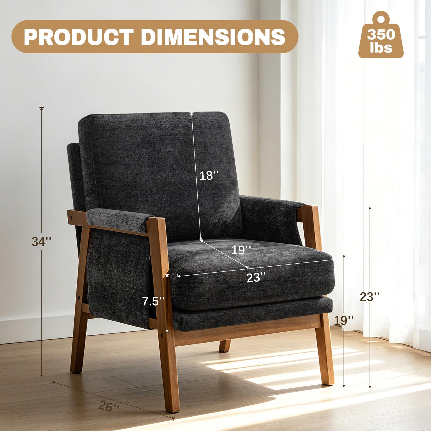 Modern Accent Armchair_Solid Wood