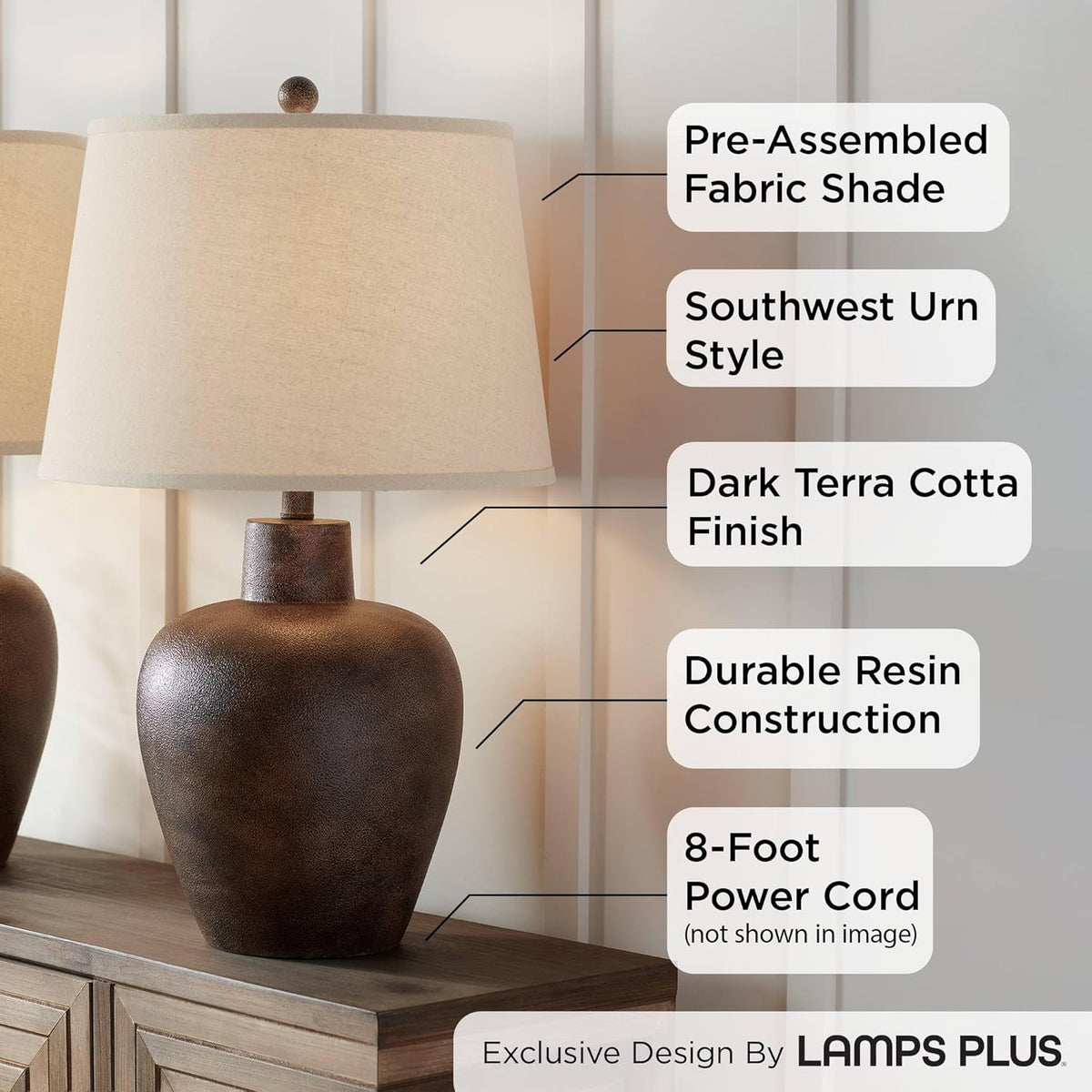 27" Tall Terracotta Table Lamps Set of 2