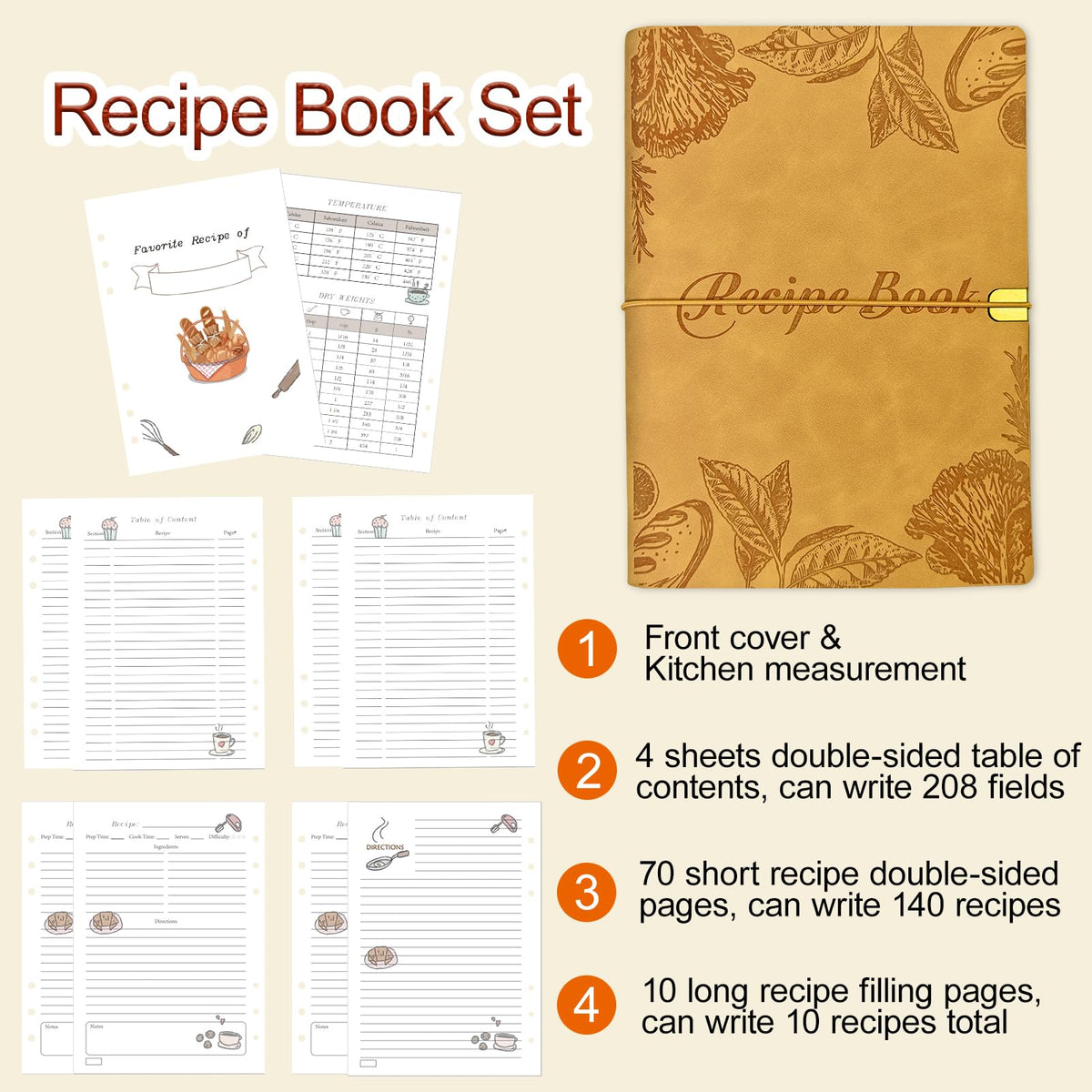 Blank Recipe Leather Cookbook