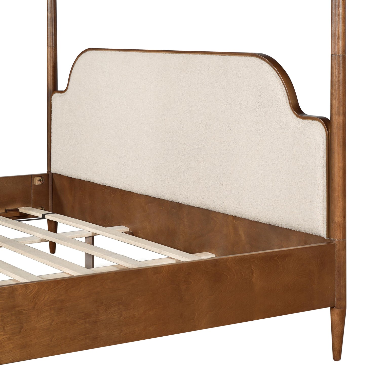 Vintage Upholstered 4-Poster Canopy Bed