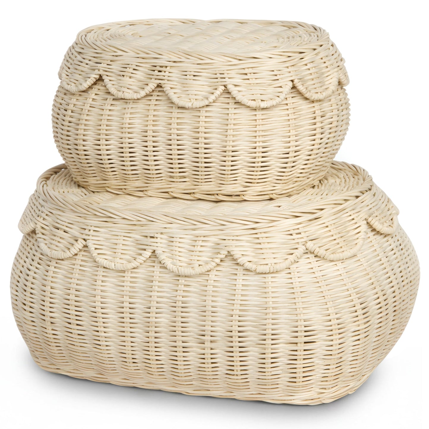 Hand-Woven Scalloped Basket Set Of 2
