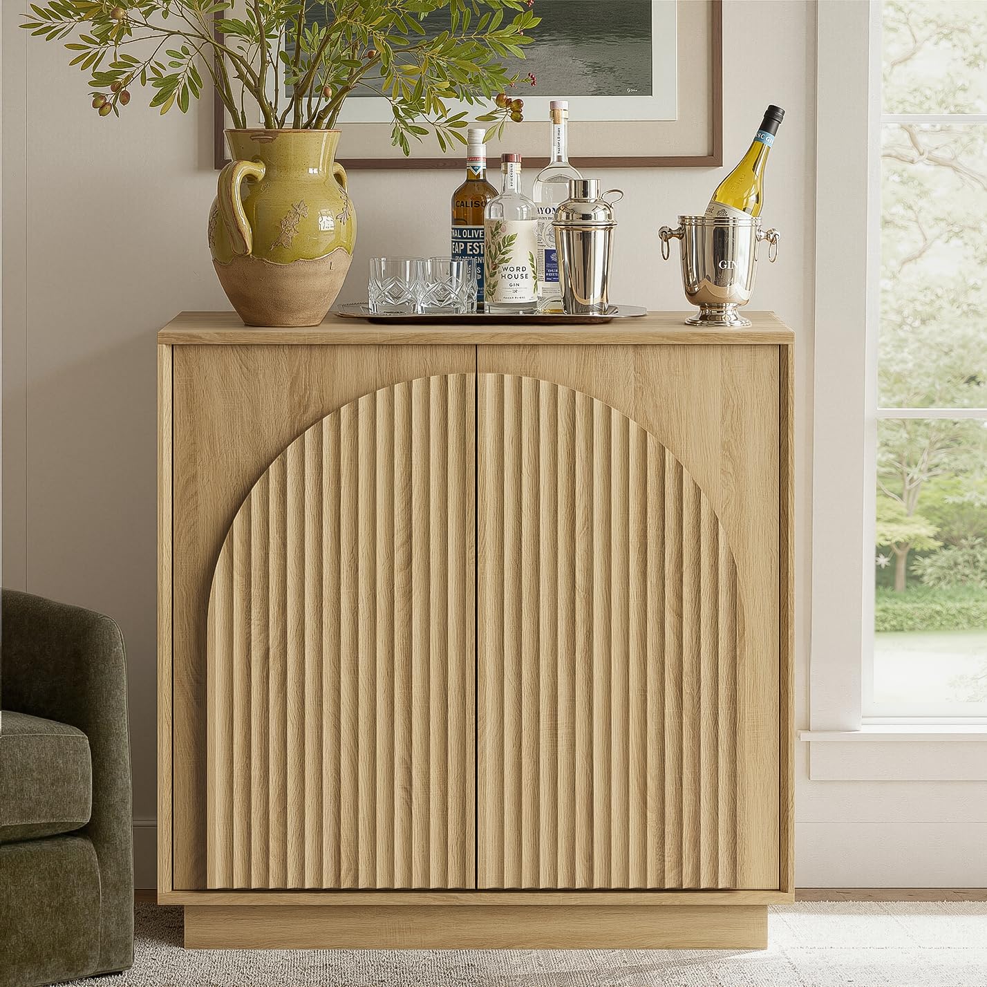 Modern Buffet Cabinet / Sideboard with Storage with Wave Design